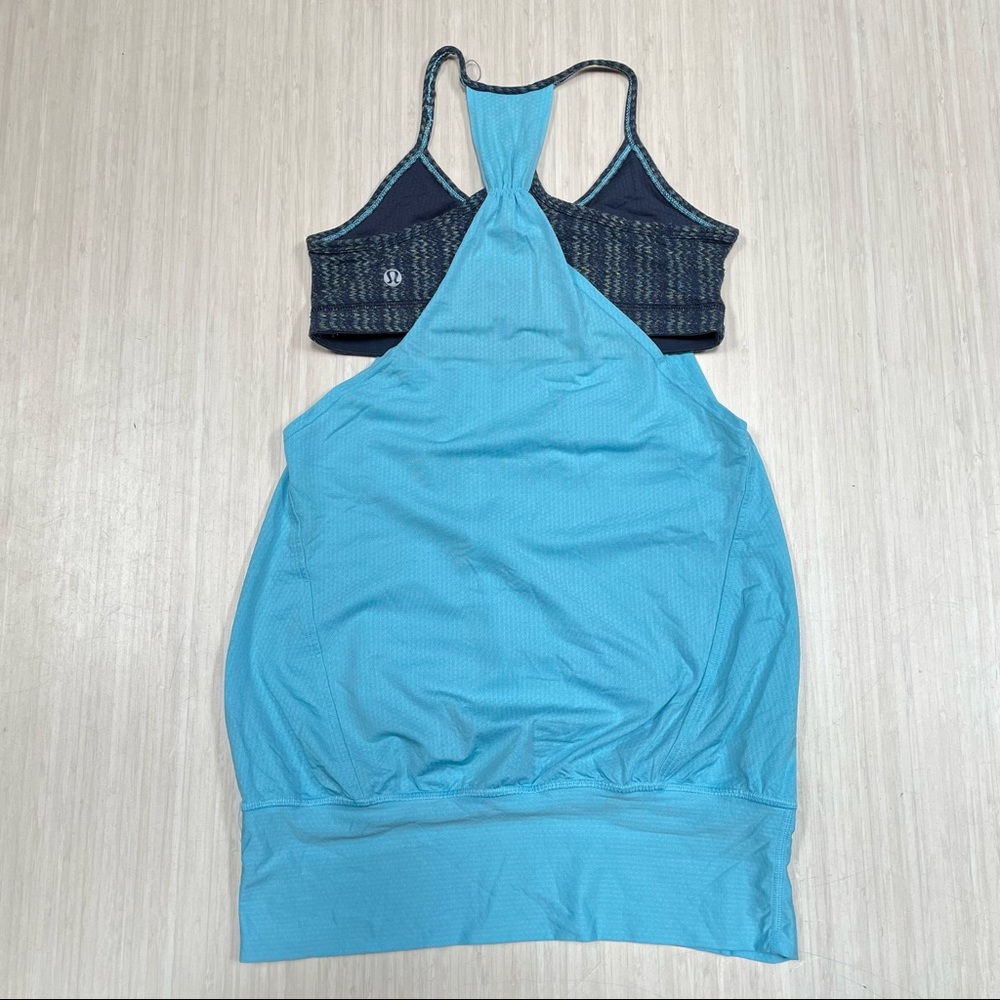 Lululemon Blue No Limits Tank Top Shirt Size 4 Built In Bra